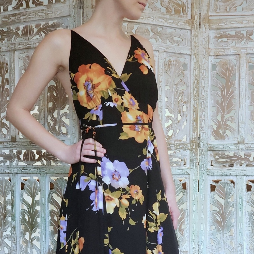 Honey punch floral wrap maxi dress